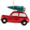Station Wagon with Tree Glass Christmas Ornament - 3.5" - Red